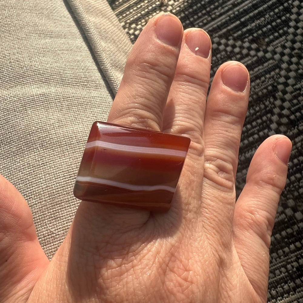 Striped Brown Statement Ring